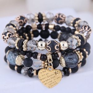 Black and Gold Bracelet Set
